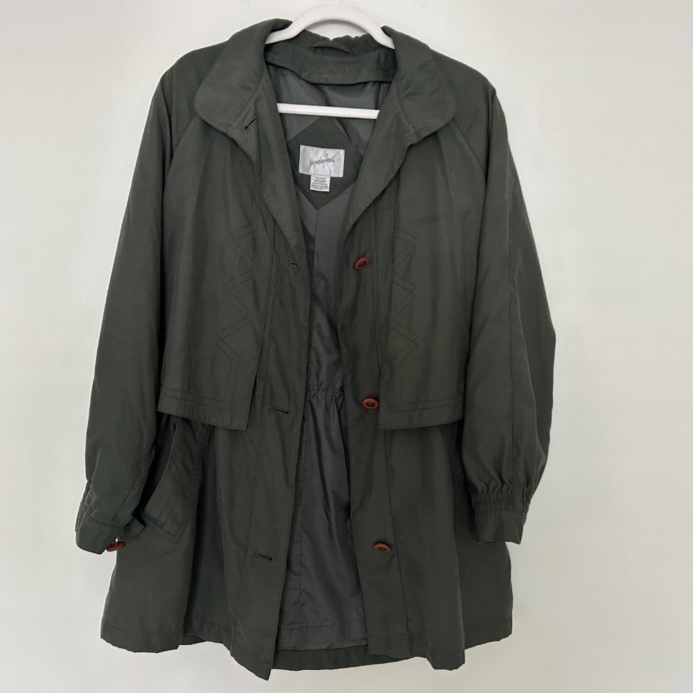 Jacqueline Ferrar Womens Trench Coat Jacket Forest Green Size Medium Soft